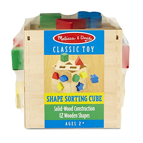 Melissa & Doug Shape Sorting Cube - Classic Wooden Toy With 12 Shapes from Melissa & Doug