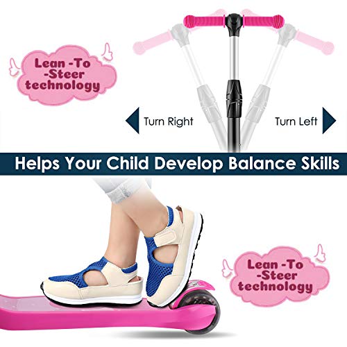 Hikole Scooter for Kids Ages 3-8,Toddler 3 Wheel Kick Scooter with Foldable Seat,Ajustable Height,LED Light Up PU Flashing Wheels,Extra Wide Deck up to 110 Lbs,Birthday Gifts for Boys & Girls by Hikole