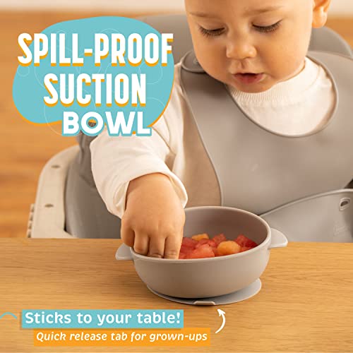 Baby Led Weaning Feeding Supplies for Toddlers - UpwardBaby Baby Feeding Set - Suction Silicone Baby Bowl - Self Eating Utensils Set with Spoons, Bibs, Cups - Dishwasher-Safe Infant Food Plate Kit from UpwardBaby