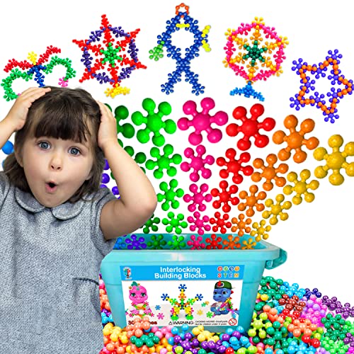 Curious 2 Learn 300 Pieces Building Blocks- Kids STEM Toys Educational Building Toys- Discs Sets Interlocking, Solid Plastic for Preschool Kids Boys and Girls Aged 3+, Creativity Kids Toys by Curious 2 Learn