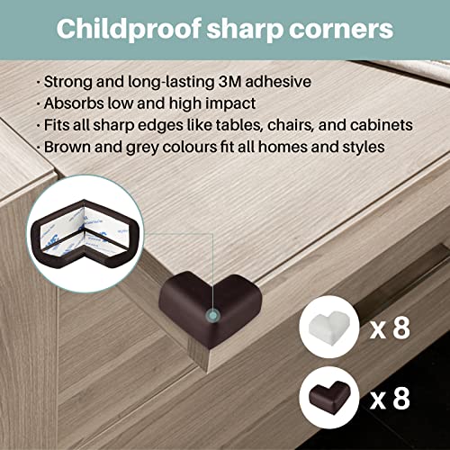 Inaya Complete 50pc Deluxe Baby Proofing Kit - Flexible Hidden Baby Locks for Cabinets and Drawers, Adjustable Child Safety Latches, Corner Guards & Furniture Anchors by Inaya