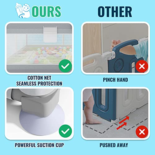 Baby Playpen 79" X 71" , LUTIKIANG Play Yard for Babies and Toddlers with Mat, Safety Extra Large Baby Fence Area, Indoor & Outdoor Kids Activity Play Center with Anti-Slip Suckers and Zipper Gate. by LUTIKIANG