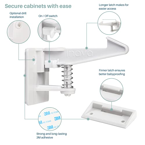 Inaya Complete 50pc Deluxe Baby Proofing Kit - Flexible Hidden Baby Locks for Cabinets and Drawers, Adjustable Child Safety Latches, Corner Guards & Furniture Anchors by Inaya