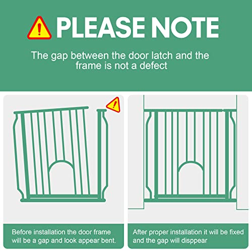 Baby Gate with Cat Door 30" Height, 29.5"-48.4" Auto-Close Safety Metal Pet Gate for Doorway, Stairs, House, Walk Through Child Gate with Pet Door, Includes 4 Wall Cups and 2 Extension Pieces by HUNTEA