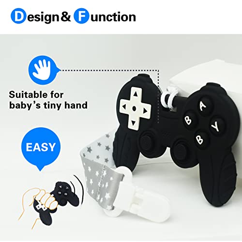 Cool Remote Game Control Teething Toy for Babies 0-6 6-12 Months,Game Controller Teether for Gamer Parents,Baby's First Valentines Day Gifts,Silicone Remote Chew Toysï¼Black) by Guangzhou Feile International Trade Co., LTD