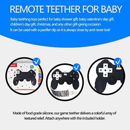 Cool Remote Game Control Teething Toy for Babies 0-6 6-12 Months,Game Controller Teether for Gamer Parents,Baby's First Valentines Day Gifts,Silicone Remote Chew Toysï¼Black) by Guangzhou Feile International Trade Co., LTD