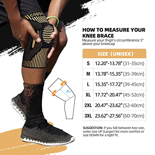 Professional Copper Knee Brace(New Version) - Knee Compression Sleeve Support for Men Women with Patella Gel Pad & Side Stabilizers, Medical Grade Knee Sleeves Knee Braces for Knee Pain,Meniscus Tear,Arthritis,Running,ACL,Workout from Lusenone