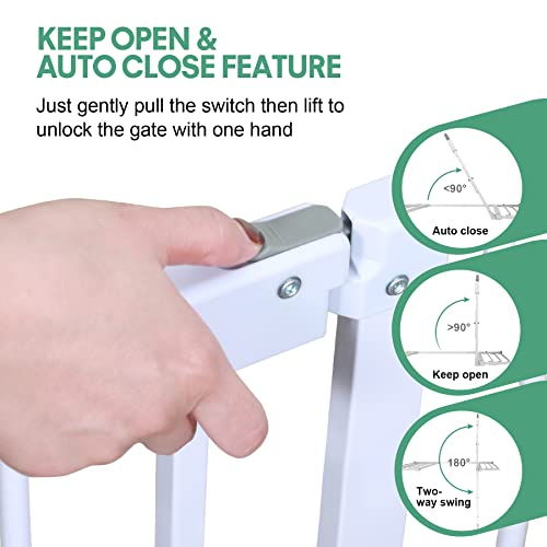 Baby Gate with Cat Door 30" Height, 29.5"-48.4" Auto-Close Safety Metal Pet Gate for Doorway, Stairs, House, Walk Through Child Gate with Pet Door, Includes 4 Wall Cups and 2 Extension Pieces by HUNTEA