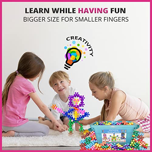 Curious 2 Learn 300 Pieces Building Blocks- Kids STEM Toys Educational Building Toys- Discs Sets Interlocking, Solid Plastic for Preschool Kids Boys and Girls Aged 3+, Creativity Kids Toys by Curious 2 Learn