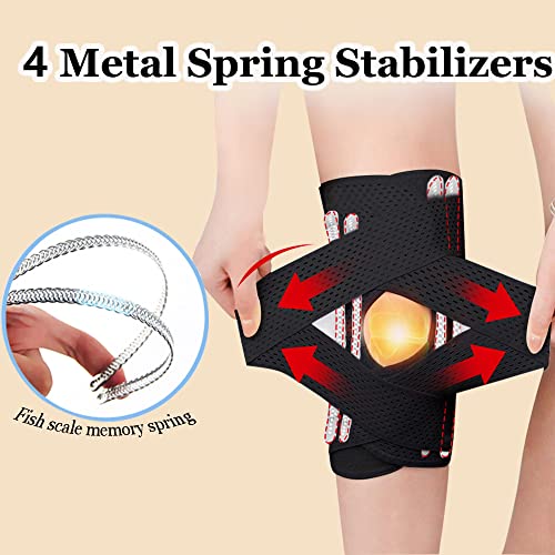 Knee Brace for Women Knee Pain Adjustable Knee Compression Sleeve Support with Side Stabilizers for Men Women Working Out, Running, Fitness, Weightlifting ACL MCL Meniscal Tear Black(Large) from ANAMPION