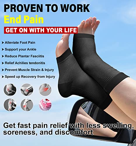 KEKINGÂ® Ankle Brace Compression Support Sleeve for Women & Men, Medical Ankle Compression Socks for Plantar Fasciitis, Foot & Ankle Swelling, Achilles Tendon Support, Arch Support, 1 Pair of Beige M by KEKING