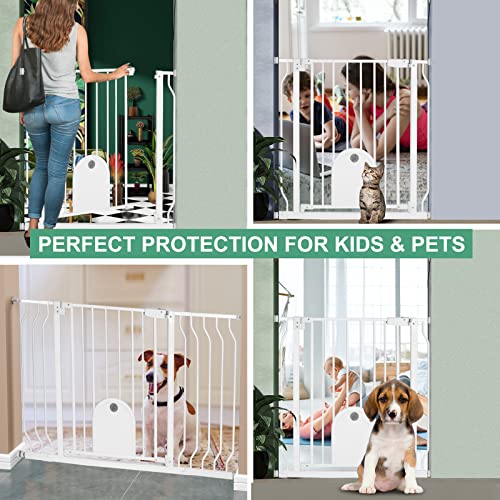 Baby Gate with Cat Door 30" Height, 29.5"-48.4" Auto-Close Safety Metal Pet Gate for Doorway, Stairs, House, Walk Through Child Gate with Pet Door, Includes 4 Wall Cups and 2 Extension Pieces by HUNTEA