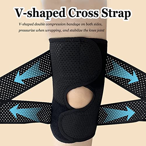 Knee Brace for Women Knee Pain Adjustable Knee Compression Sleeve Support with Side Stabilizers for Men Women Working Out, Running, Fitness, Weightlifting ACL MCL Meniscal Tear Black(Large) from ANAMPION