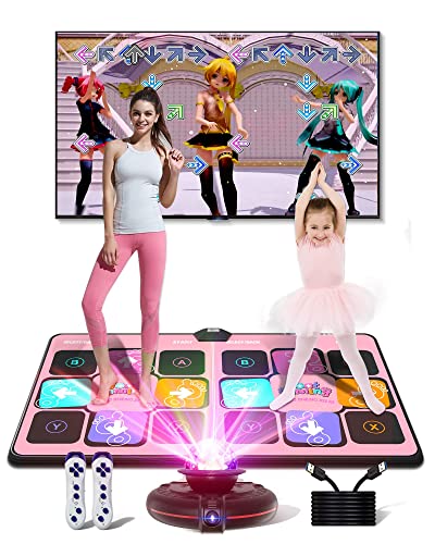 Acelufly Dance Mat for TV, Musical Electronic Dance Mats with HD Camera, Double User Dance Game Pad with Wireless Handle, Non-Slip Dancing Fitness Mat for Kids and Adults, Gift for Girls and Boys from Acelufly