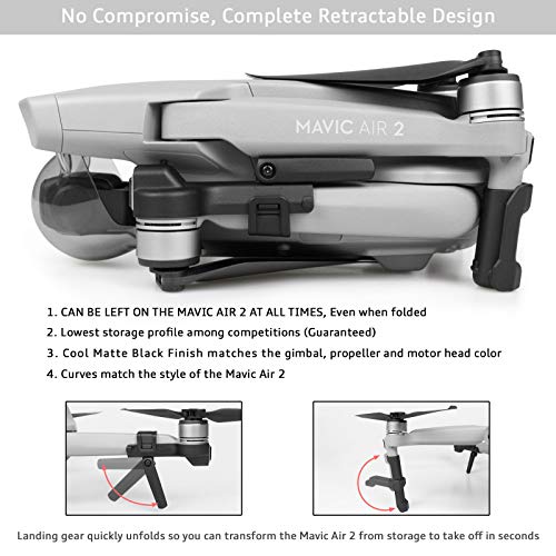 SYMIK Retractable Landing Gear Extension for DJI Air 2S & DJI Mavic Air 2; Completely Foldable Design, Can be Left on The Drone at All Times, Even When Folded; Very Low Storage Profile; Accessories from SYMIK