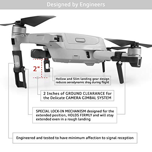 SYMIK Retractable Landing Gear Extension for DJI Air 2S & DJI Mavic Air 2; Completely Foldable Design, Can be Left on The Drone at All Times, Even When Folded; Very Low Storage Profile; Accessories from SYMIK