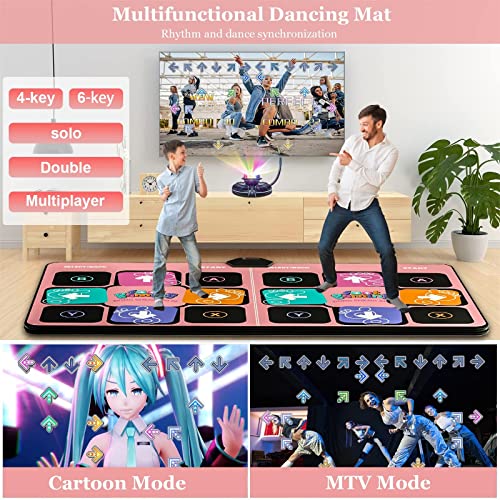 Acelufly Dance Mat for TV, Musical Electronic Dance Mats with HD Camera, Double User Dance Game Pad with Wireless Handle, Non-Slip Dancing Fitness Mat for Kids and Adults, Gift for Girls and Boys from Acelufly