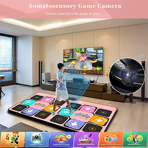 Acelufly Dance Mat for TV, Musical Electronic Dance Mats with HD Camera, Double User Dance Game Pad with Wireless Handle, Non-Slip Dancing Fitness Mat for Kids and Adults, Gift for Girls and Boys from Acelufly