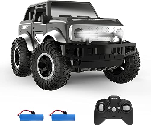 DEERC DE49 RC Cars Remote Control Car, 80 Min Play SUV Cars Toys, 2.4Ghz 1:18 Scale All-Terrain Monster Trucks with LED Headlights, Auto Demo Mode Off-Road Jeep Crawler Gifts for Boys Girls Kids, Grey from DEERC