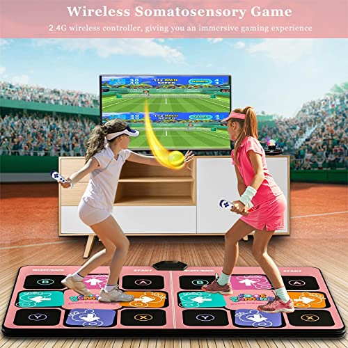 Acelufly Dance Mat for TV, Musical Electronic Dance Mats with HD Camera, Double User Dance Game Pad with Wireless Handle, Non-Slip Dancing Fitness Mat for Kids and Adults, Gift for Girls and Boys from Acelufly