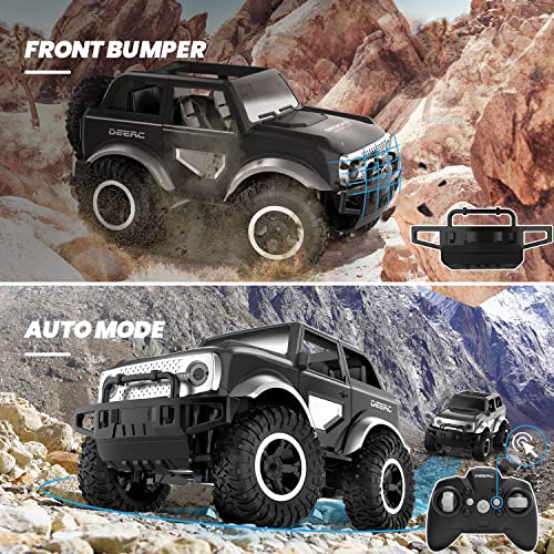 DEERC DE49 RC Cars Remote Control Car, 80 Min Play SUV Cars Toys, 2.4Ghz 1:18 Scale All-Terrain Monster Trucks with LED Headlights, Auto Demo Mode Off-Road Jeep Crawler Gifts for Boys Girls Kids, Grey from DEERC