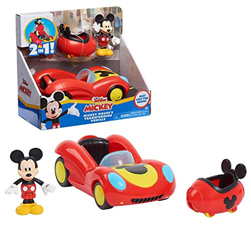 Disney Junior Mickey Mouse Funhouse Transforming Vehicle, Mickey Mouse, Red Toy Car, Preschool, by Just Play from Just Play