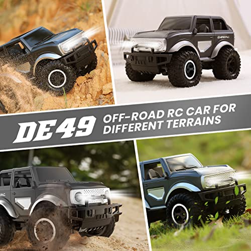 DEERC DE49 RC Cars Remote Control Car, 80 Min Play SUV Cars Toys, 2.4Ghz 1:18 Scale All-Terrain Monster Trucks with LED Headlights, Auto Demo Mode Off-Road Jeep Crawler Gifts for Boys Girls Kids, Grey from DEERC