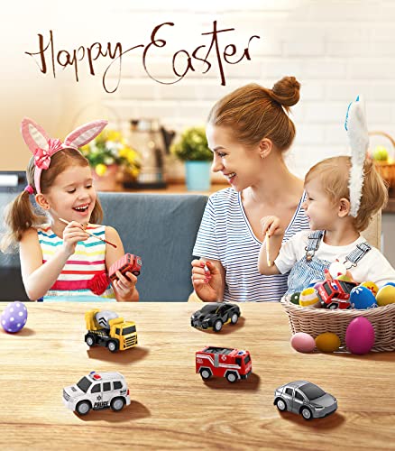 Toddler Toys Cars Die-Cast Vehicles, Kids Pull Back Cars Set, Fire Truck School Bus Ambulance Police Cars for Boys Girls, Halloween Party Favor Gifts by Geyiie