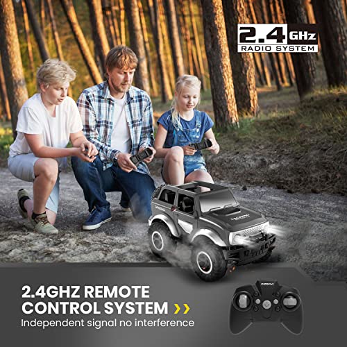 DEERC DE49 RC Cars Remote Control Car, 80 Min Play SUV Cars Toys, 2.4Ghz 1:18 Scale All-Terrain Monster Trucks with LED Headlights, Auto Demo Mode Off-Road Jeep Crawler Gifts for Boys Girls Kids, Grey from DEERC