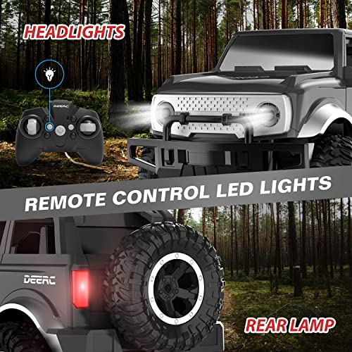 DEERC DE49 RC Cars Remote Control Car, 80 Min Play SUV Cars Toys, 2.4Ghz 1:18 Scale All-Terrain Monster Trucks with LED Headlights, Auto Demo Mode Off-Road Jeep Crawler Gifts for Boys Girls Kids, Grey from DEERC