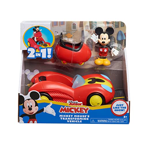 Disney Junior Mickey Mouse Funhouse Transforming Vehicle, Mickey Mouse, Red Toy Car, Preschool, by Just Play from Just Play