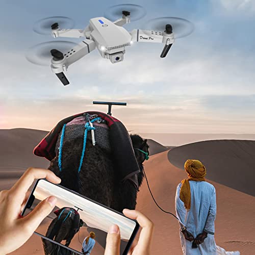 BMFHJEQ Drone with 1080P Dual HD Camera, Upgradded RC Quadcopter, WiFi FPV RC Drone for Beginners, Live Video HD RC Aircraft, Intelligent Obstacle Avoidance, Control Toy for Boy Girl Gift (White) by Drone with 1080P Dual HD Camera