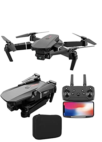E88 Pro Drone with 4K Camera, WiFi FPV 1080P HD Dual Foldable RC Quadcopter Altitude Hold, Headless Mode, Visual Positioning, Auto Return Mobile App Control, Black, 7.83 x 7.17 x 2.87 inches from Dajunmei Decoration Materials Co