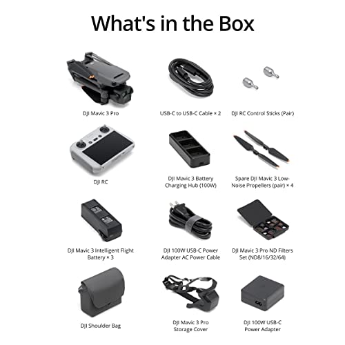 DJI Mavic 3 Pro Fly More Combo with DJI RC (screen remote controller), Flagship Triple-Camera Drone with 4/3 CMOS Hasselblad Camera, 15km Video Transmission, three Batteries, Charging Hub, and more by DJI