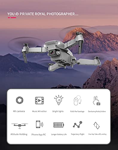 E88 Pro Drone with 4K Camera, WiFi FPV 1080P HD Dual Foldable RC Quadcopter Altitude Hold, Headless Mode, Visual Positioning, Auto Return Mobile App Control, Black, 7.83 x 7.17 x 2.87 inches from Dajunmei Decoration Materials Co