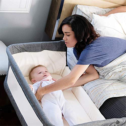 Bedside Sleeper Bedside Crib, Baby Bassinet 3 in 1 Travel Baby Crib Baby Bed with Breathable Net,Adjustable Portable Bed for Infant/Baby(Deep Grey) by nordmiex