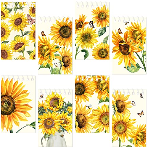 48 Pcs Yellow Blooming Sunflower Mini Notebooks Sunflower Party Supplies Spiral Journal Notebook Sunflower Journal Stationary Supplies Aesthetic for School Women Girl Office Gifts Home, 2.4 x 4 Inches by Lincia