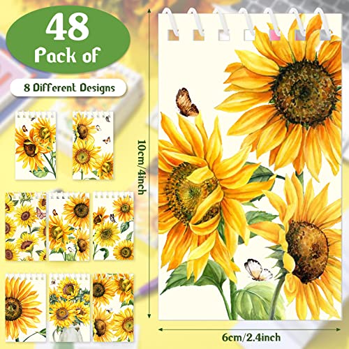 48 Pcs Yellow Blooming Sunflower Mini Notebooks Sunflower Party Supplies Spiral Journal Notebook Sunflower Journal Stationary Supplies Aesthetic for School Women Girl Office Gifts Home, 2.4 x 4 Inches by Lincia