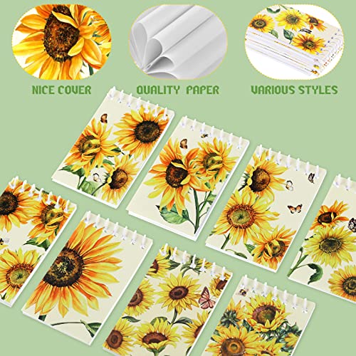 48 Pcs Yellow Blooming Sunflower Mini Notebooks Sunflower Party Supplies Spiral Journal Notebook Sunflower Journal Stationary Supplies Aesthetic for School Women Girl Office Gifts Home, 2.4 x 4 Inches by Lincia