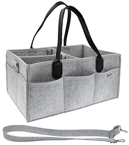 HOMEVAGE Diaper Caddy Caddies Organizer, Baby Cloth Diapering, Tote Bag, Nursery Storage Bin for Changing Table, Portable Car Travel Organizer (Light Grey) from HOMEVAGE