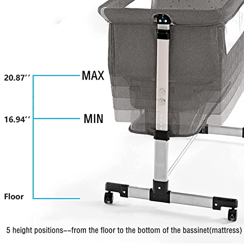 Bedside Sleeper Bedside Crib, Baby Bassinet 3 in 1 Travel Baby Crib Baby Bed with Breathable Net,Adjustable Portable Bed for Infant/Baby(Deep Grey) by nordmiex