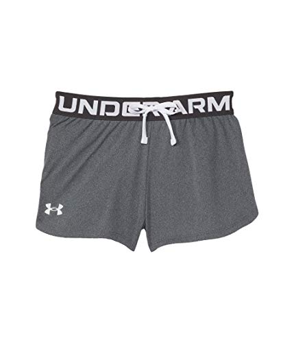 Under Armour Girl's Play Up Solid Shorts , Pitch Gray Light Heather (012)/ Metallic Silver, Small by Under Armour Apparel