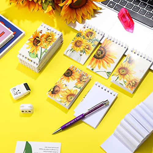 48 Pcs Yellow Blooming Sunflower Mini Notebooks Sunflower Party Supplies Spiral Journal Notebook Sunflower Journal Stationary Supplies Aesthetic for School Women Girl Office Gifts Home, 2.4 x 4 Inches by Lincia
