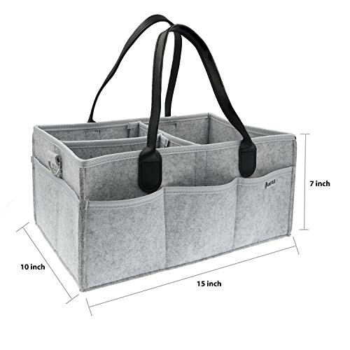 HOMEVAGE Diaper Caddy Caddies Organizer, Baby Cloth Diapering, Tote Bag, Nursery Storage Bin for Changing Table, Portable Car Travel Organizer (Light Grey) from HOMEVAGE