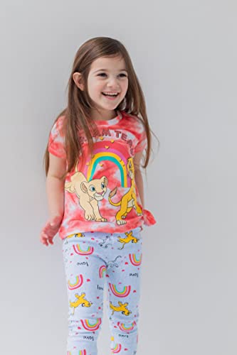 Disney Lion King Simba Toddler Girls Graphic T-Shirt and Leggings Outfit Set Tie Dye Pink / Blue 5T by 