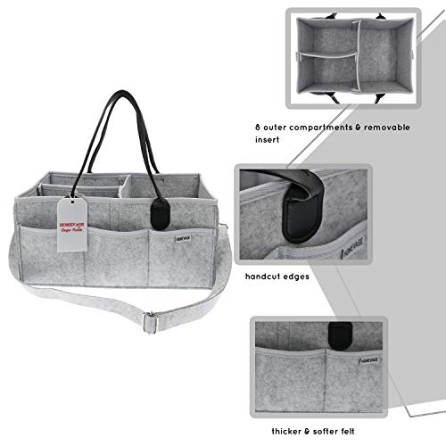 HOMEVAGE Diaper Caddy Caddies Organizer, Baby Cloth Diapering, Tote Bag, Nursery Storage Bin for Changing Table, Portable Car Travel Organizer (Light Grey) from HOMEVAGE