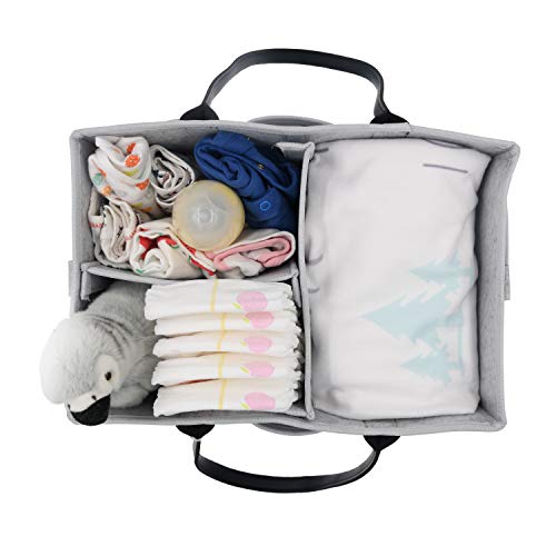 HOMEVAGE Diaper Caddy Caddies Organizer, Baby Cloth Diapering, Tote Bag, Nursery Storage Bin for Changing Table, Portable Car Travel Organizer (Light Grey) from HOMEVAGE