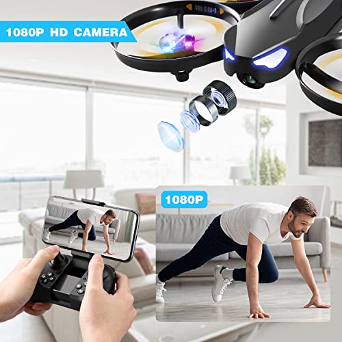 4DRC V16 Drone with Camera for Kids,1080P FPV Camera Mini RC Quadcopter Beginners Toy with 7 Colors LED Lights,3D Flips,Gesture Selfie,Headless Mode,Altitude Hold,Boys Girls Birthday Gifts, from 4DRC