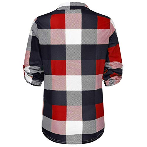 YAnGSale Top Casual Plaid Blouse Women Cotton Sweatshirt Long Sleeve Shirt Women's Slim Jacket Fall Sweaters Pullover (Red, L) from YAnGSale