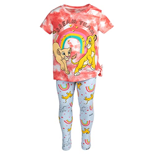 Disney Lion King Simba Toddler Girls Graphic T-Shirt and Leggings Outfit Set Tie Dye Pink / Blue 5T by 